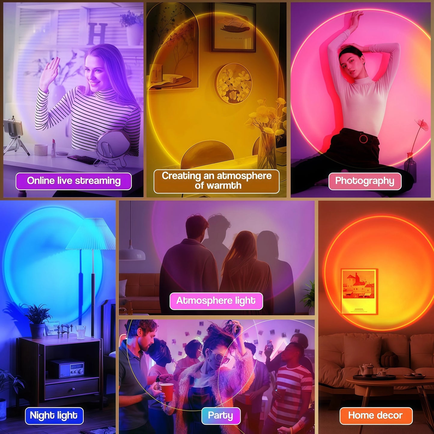16-Colour Sunset Lamp Projector – LED Room Light for Photos & Decor