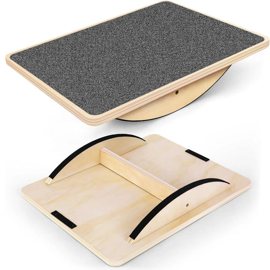 Wooden Balance Board Anti-Slip Wobble Trainer for Home Gym