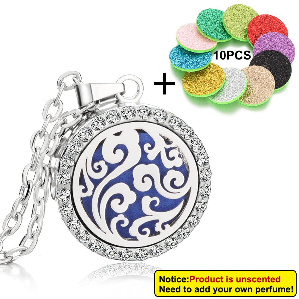 Rhinestone Diffuser Locket Necklace – Essential Oil Aromatherapy Jewellery