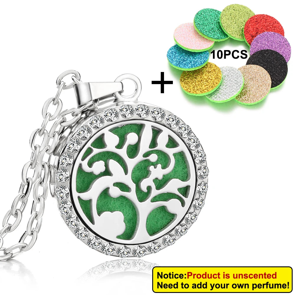 Rhinestone Diffuser Locket Necklace – Essential Oil Aromatherapy Jewellery