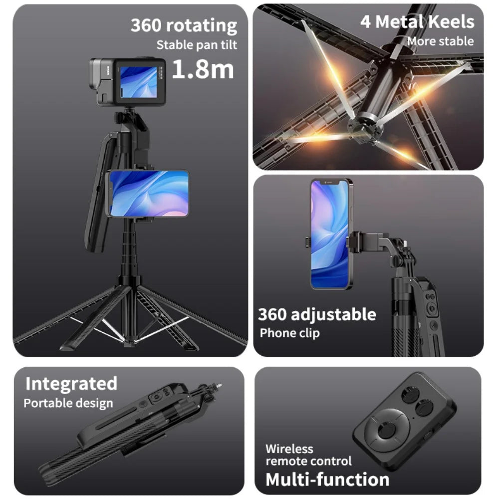 5-in-1 Smartphone Gimbal Stabiliser with AI Follow & Tripod Stand
