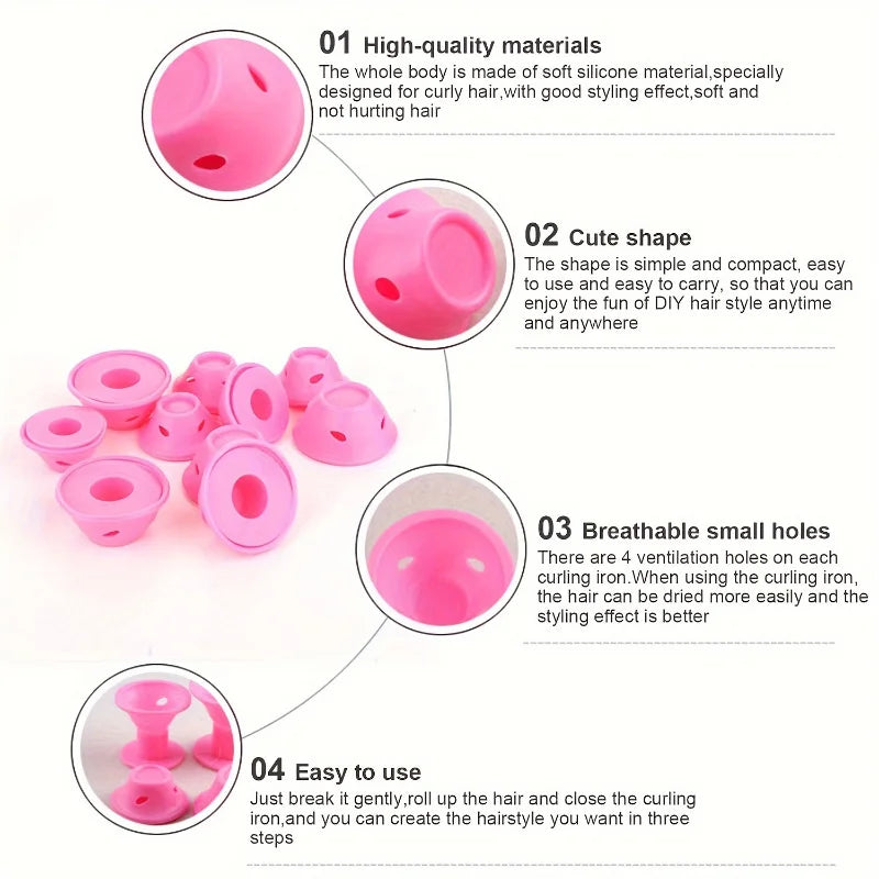 Heatless Silicone Hair Curlers Set – Easy No-Heat Styling Tools