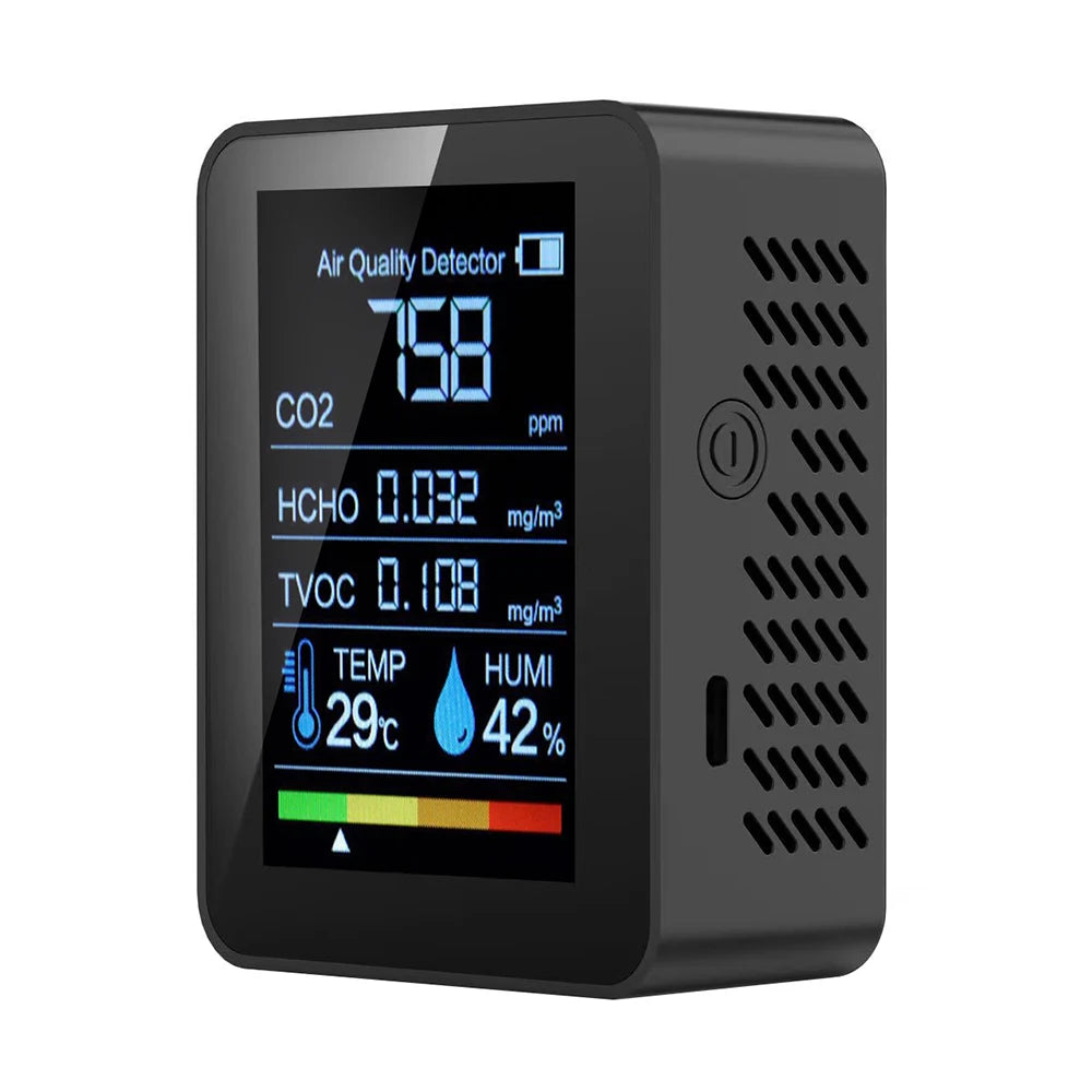 6-in-1 Air Quality Monitor CO₂ TVOC PM2.5 Temperature & Humidity