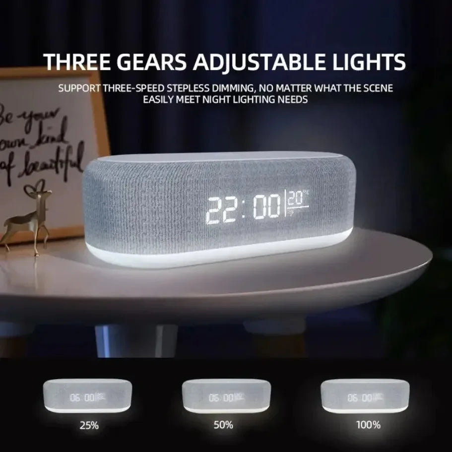 Wireless Charging Alarm Clock Night Light Desk Station