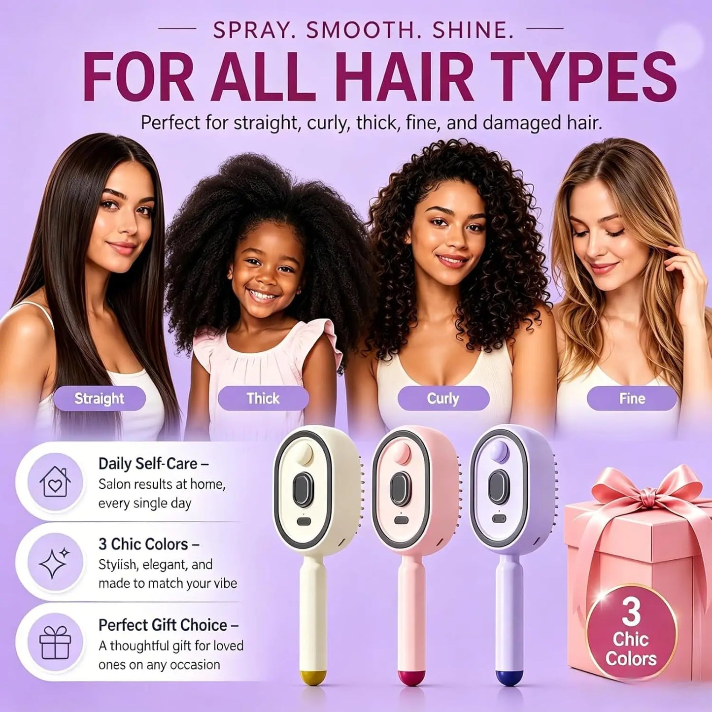 Electric Steam Hair Smoothing Brush