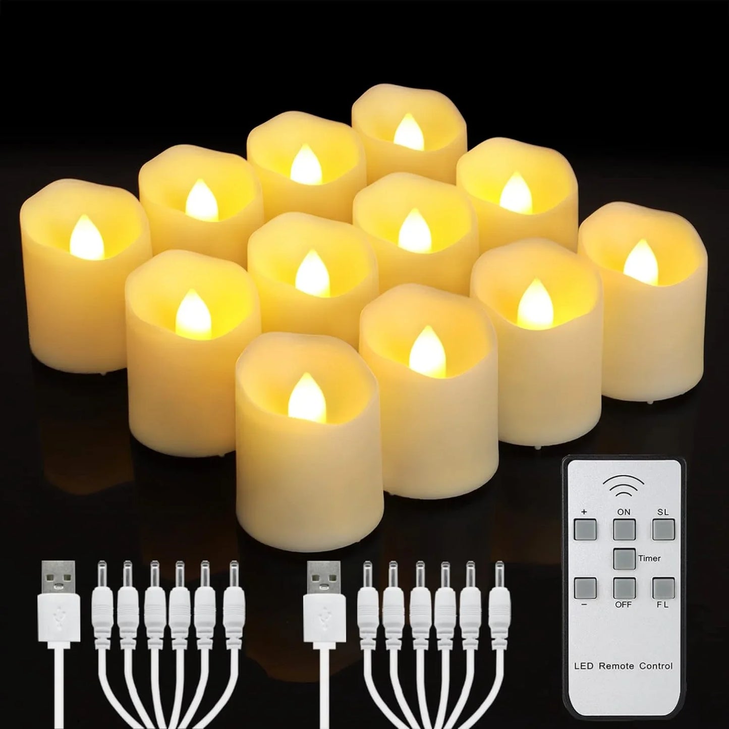 Rechargeable LED Flameless Candles with Remote & Timer