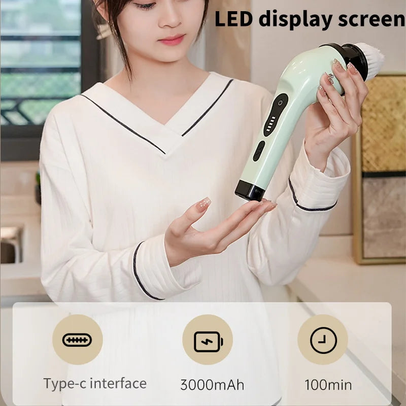 9-in-1 Electric Spin Cleaning Brush Home Scrubber Tool