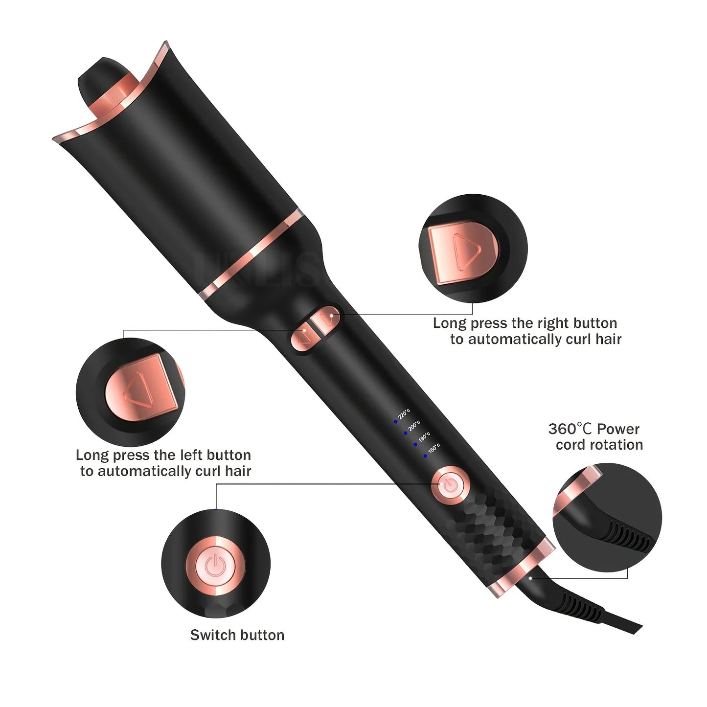Automatic Ceramic Hair Curler – Cordless Styling Wand