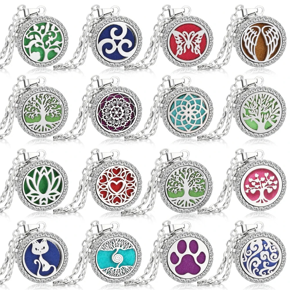 Rhinestone Diffuser Locket Necklace – Essential Oil Aromatherapy Jewellery