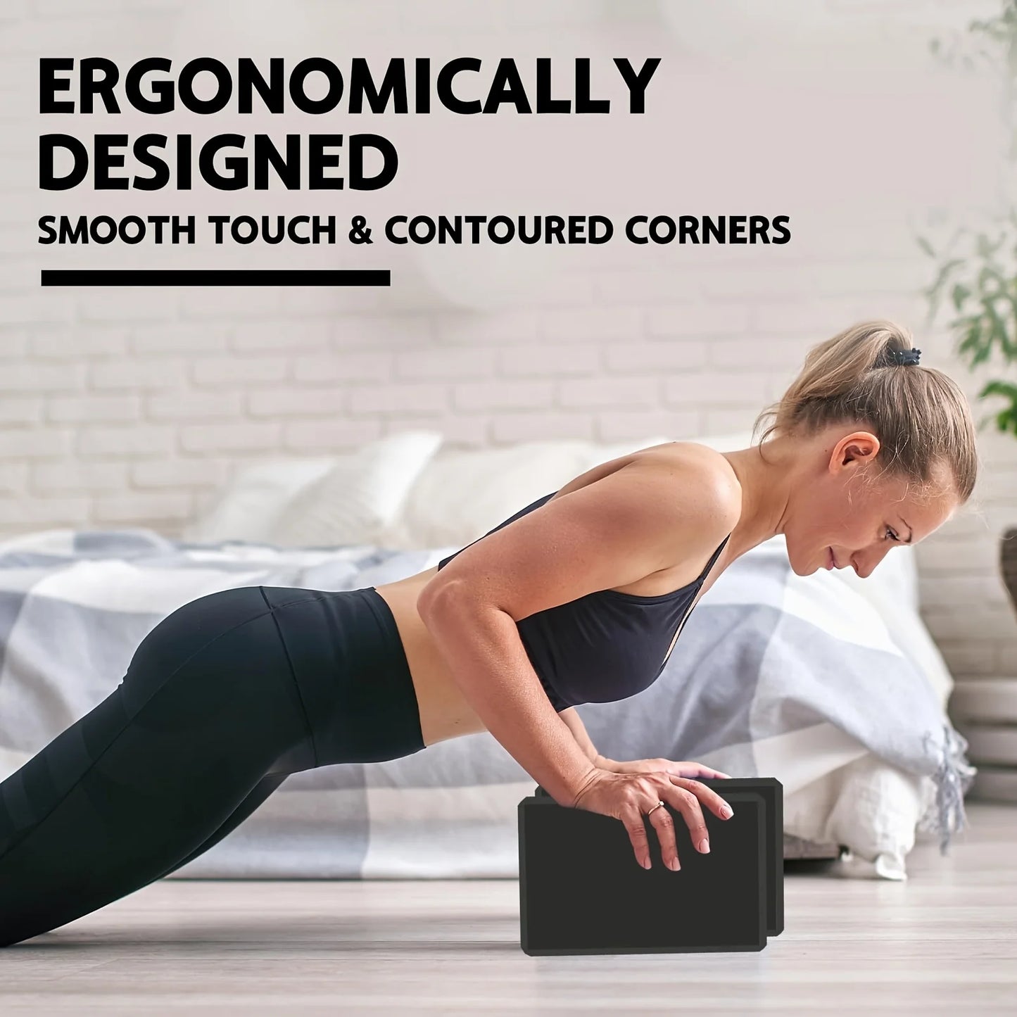 Set of 2 High-Density Yoga Blocks for Home & Gym Training