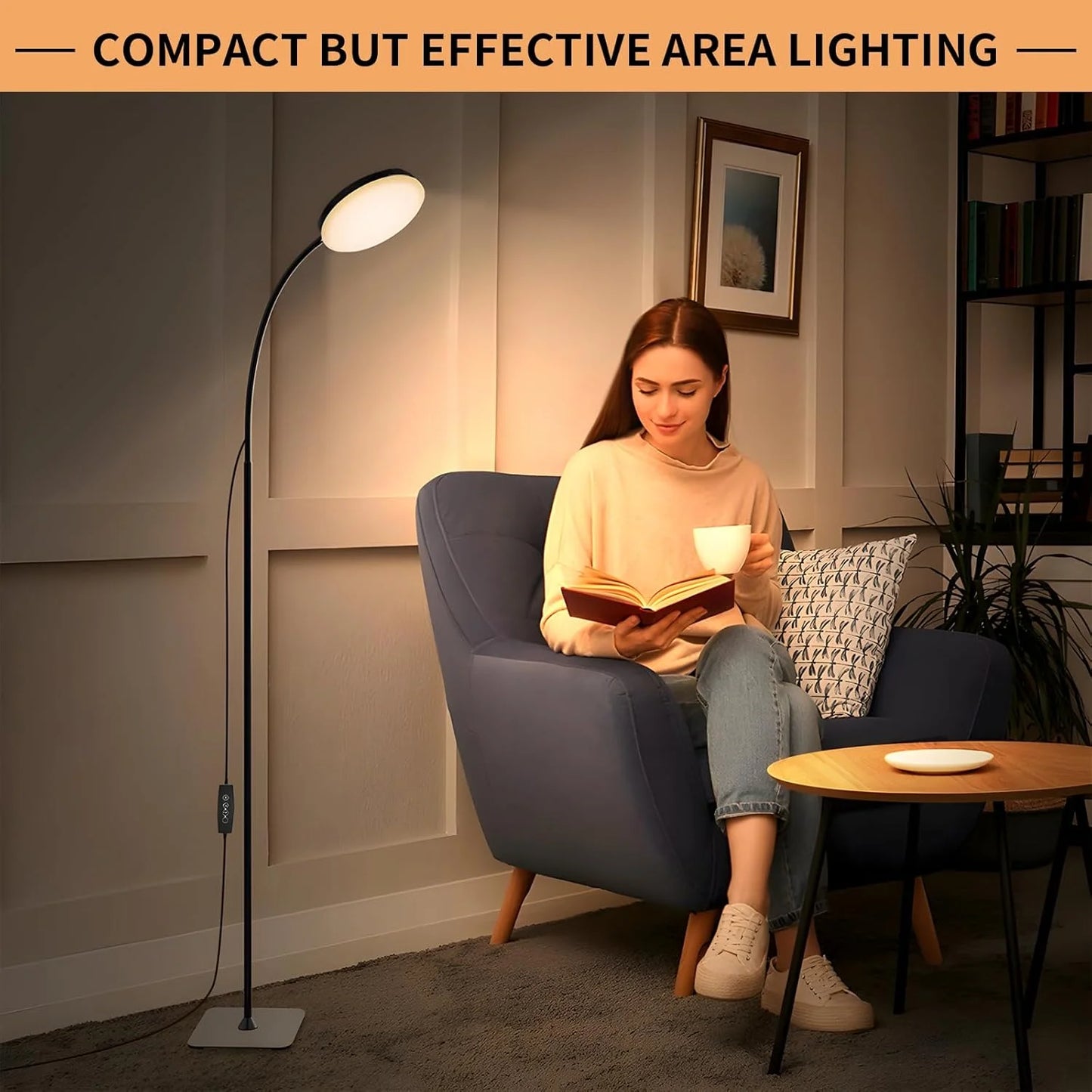 Circular LED Floor Lamp with Adjustable Brightness Levels