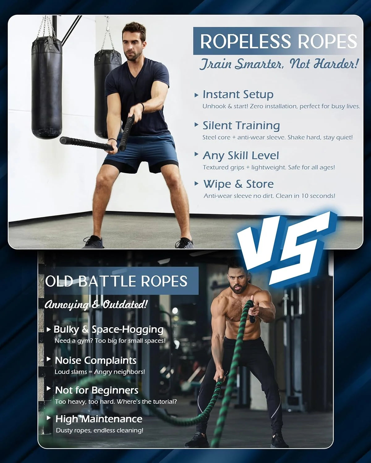 Cordless Weighted Battle Rope Home Fitness Set