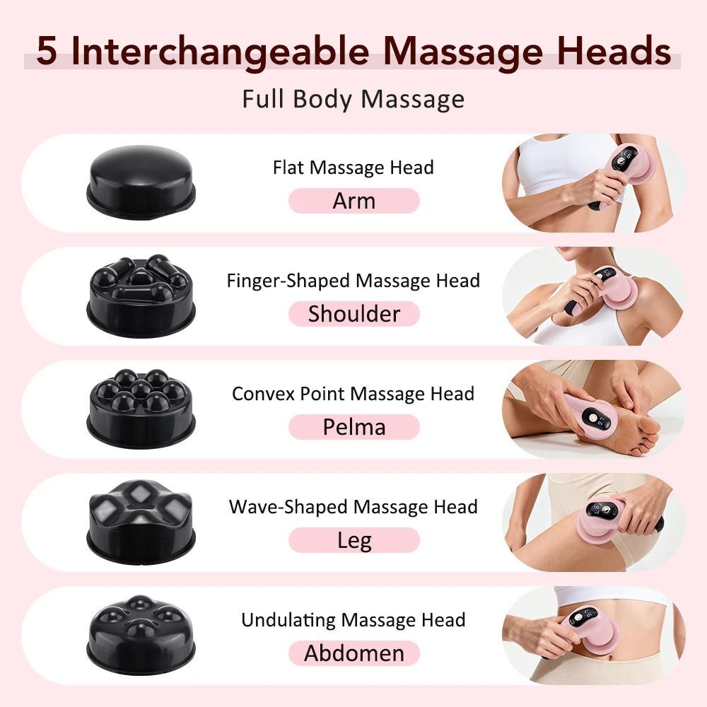 Wireless Body Massage Stick with 5 Massage Heads