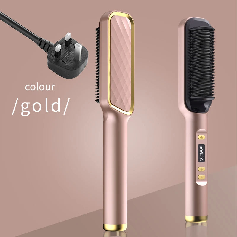 Electric Hot Comb Hair Straightening Brush Ionic Design