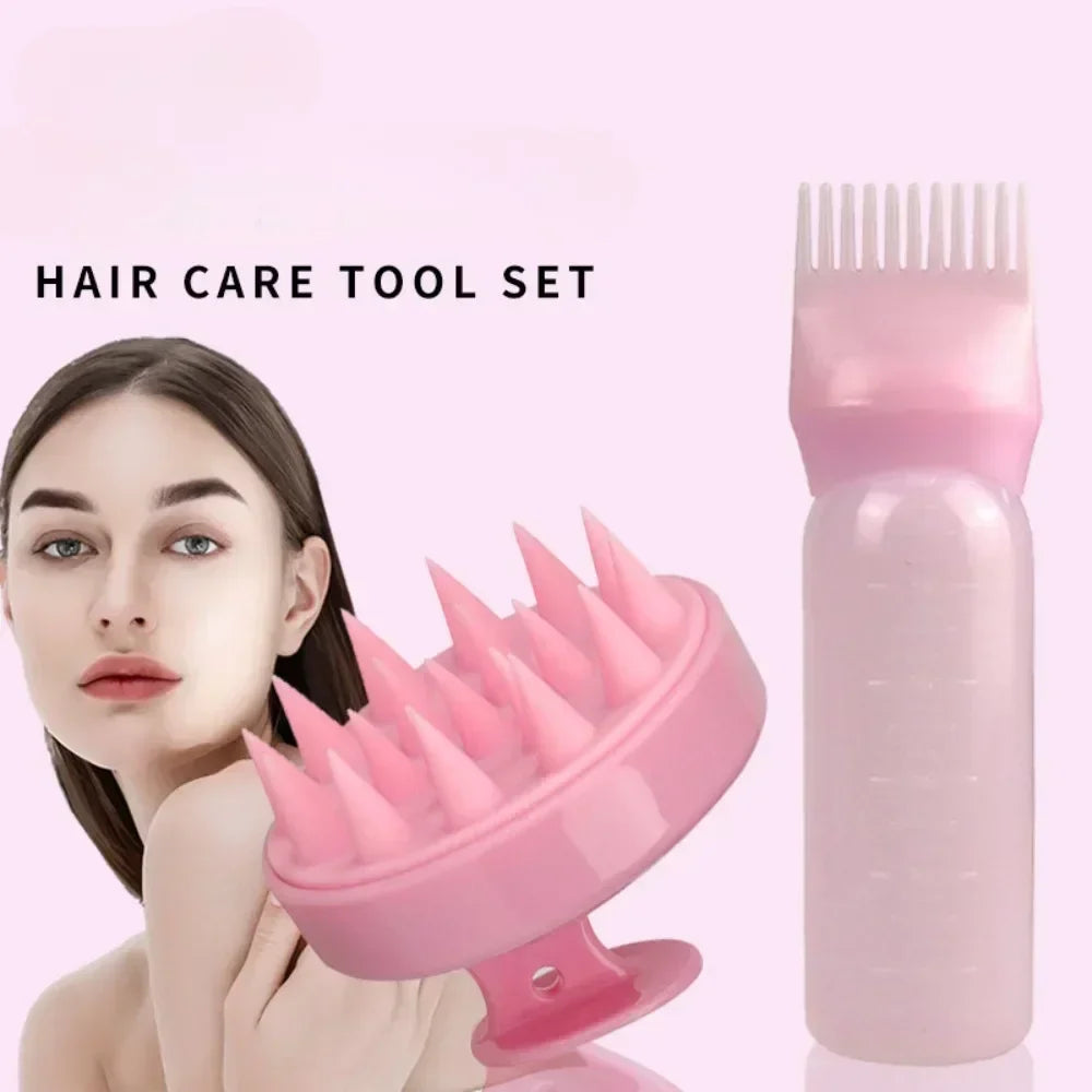 Silicone Scalp Applicator Comb & Shampoo Massage Brush Set