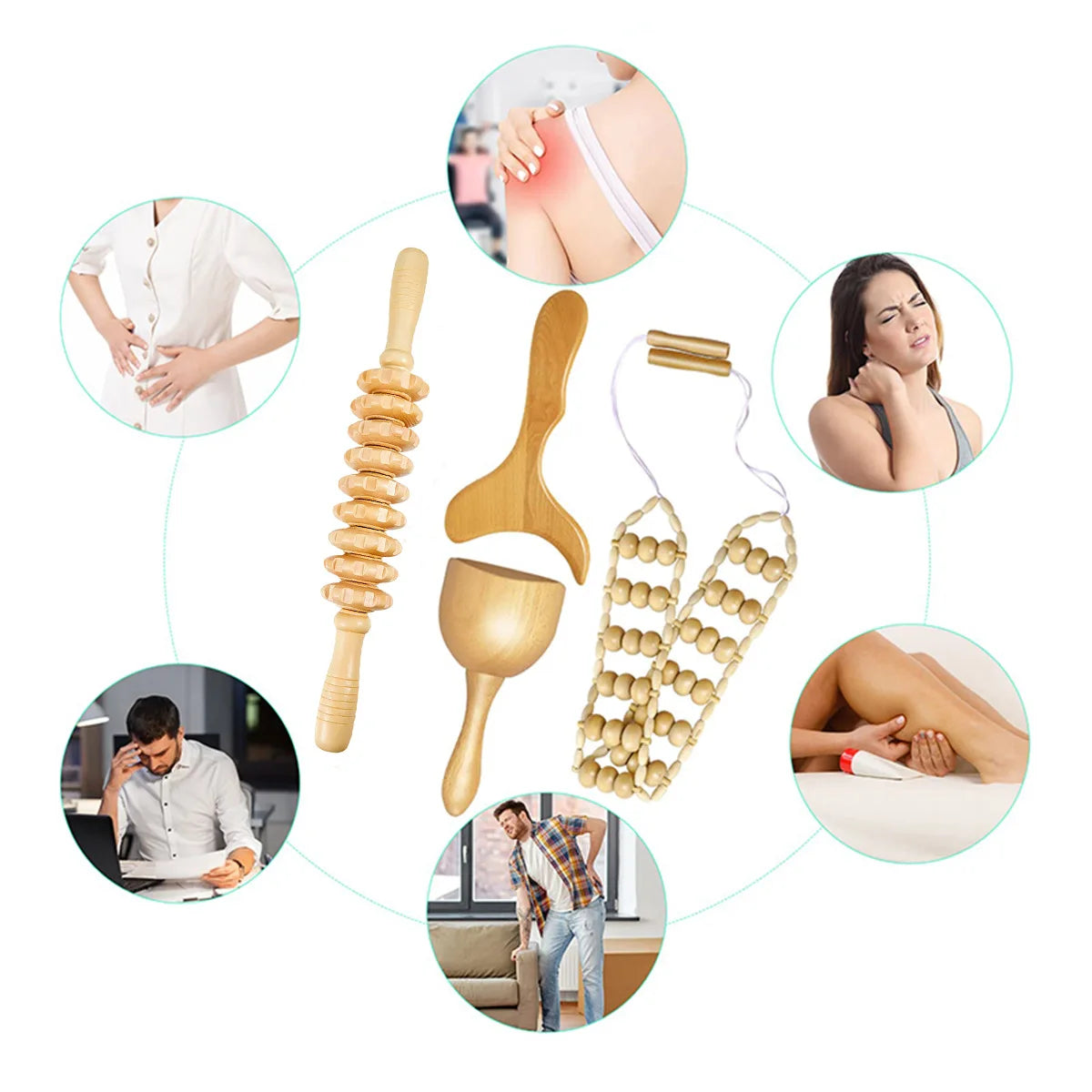 Wooden Massage Roller Handheld Body Massage Tool