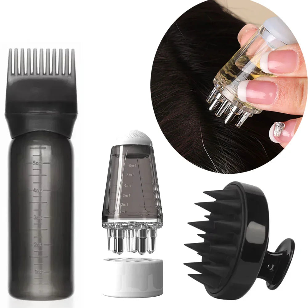 Silicone Scalp Applicator Comb & Shampoo Massage Brush Set
