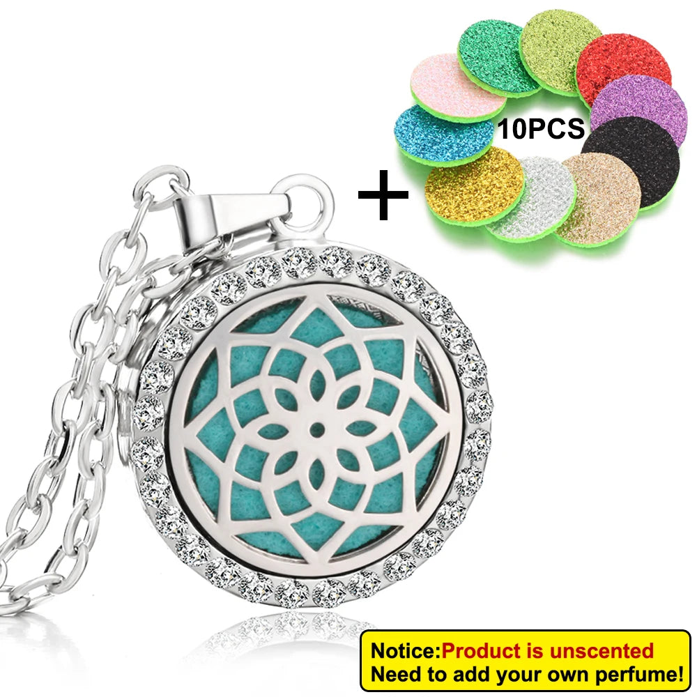 Rhinestone Diffuser Locket Necklace – Essential Oil Aromatherapy Jewellery