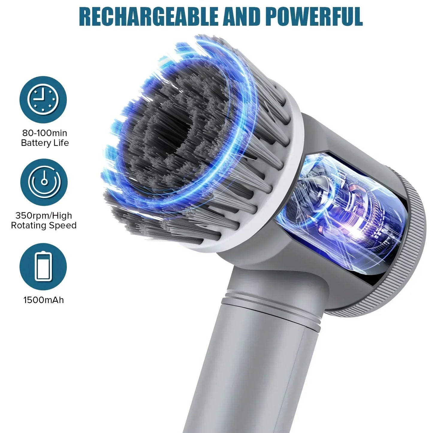 Electric Spin Scrubber Cordless Brush with 5 Heads