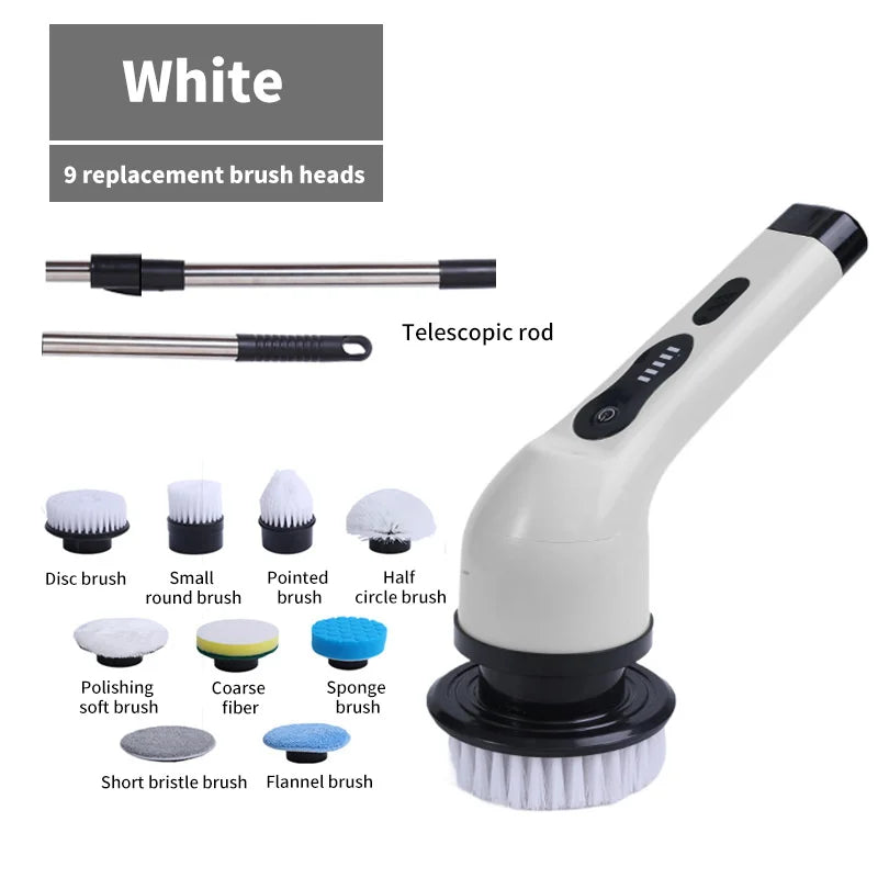 9-in-1 Electric Spin Cleaning Brush Home Scrubber Tool