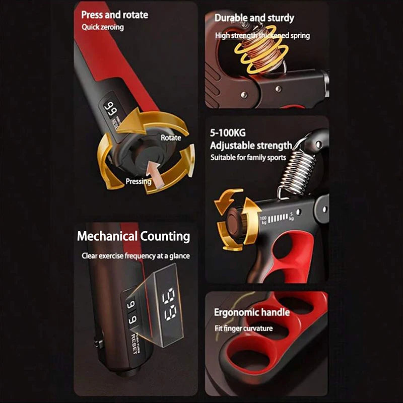 Adjustable Grip Strength Trainer 5–150kg Hand Exerciser