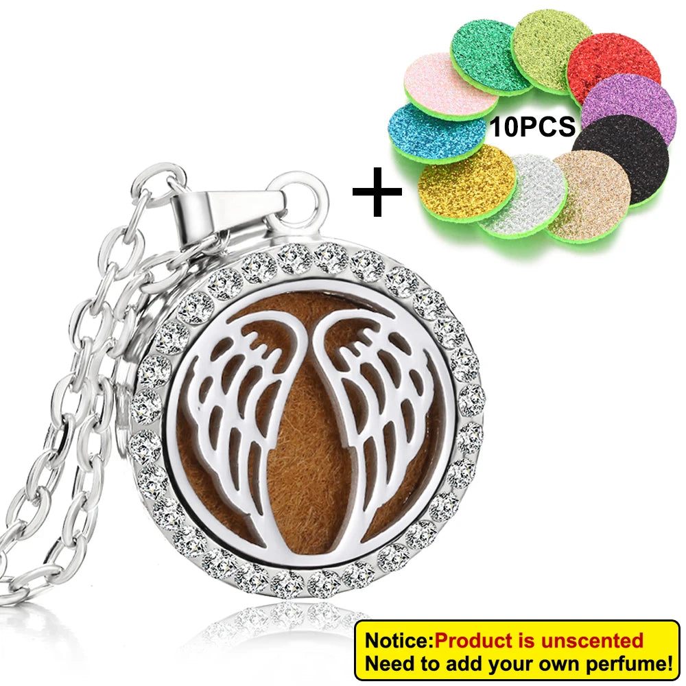 Rhinestone Diffuser Locket Necklace – Essential Oil Aromatherapy Jewellery