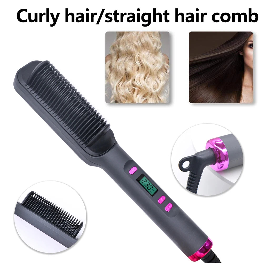Electric Hot Comb Hair Straightening Brush Ionic Design