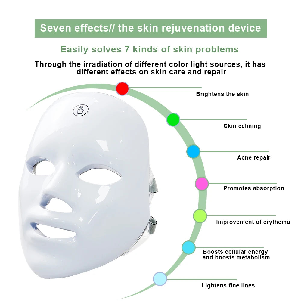 7-Colour LED Facial Mask – Skin Rejuvenation & Firming Device