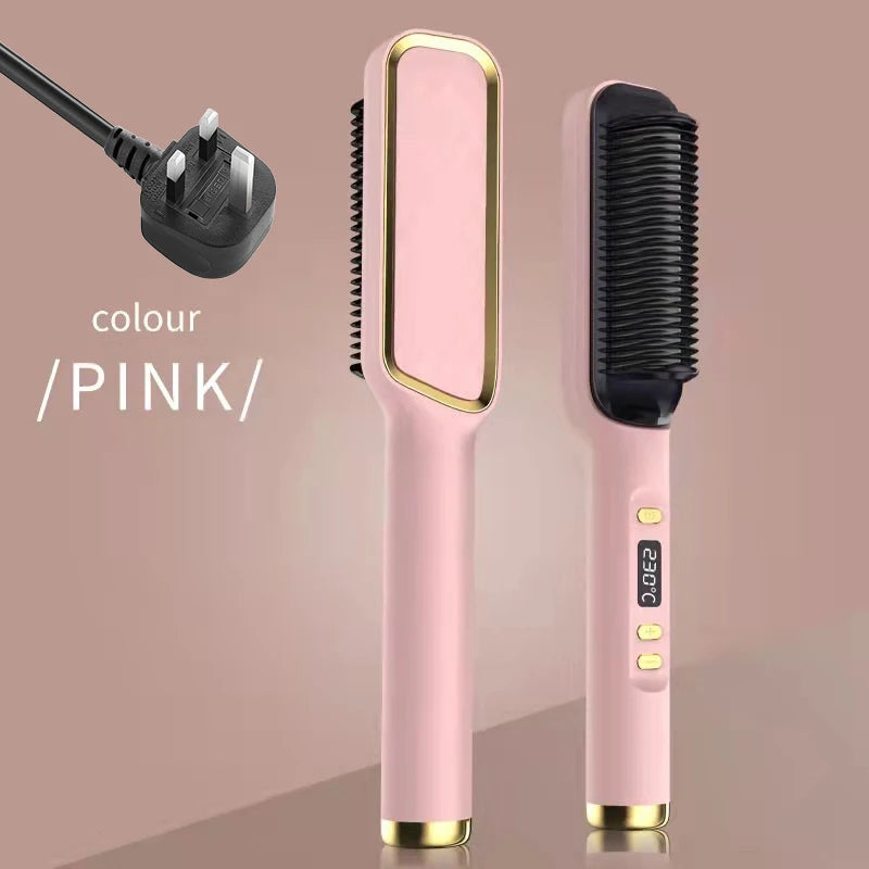 Electric Hot Comb Hair Straightening Brush Ionic Design