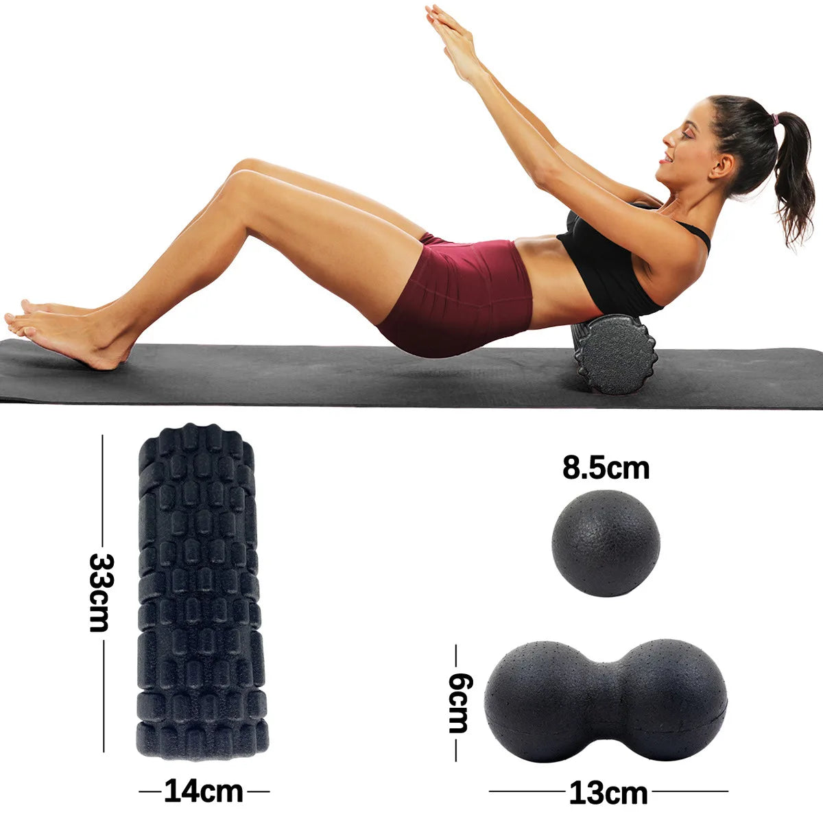 3Pcs EPP Yoga Foam Roller Massage Ball Fitness Set