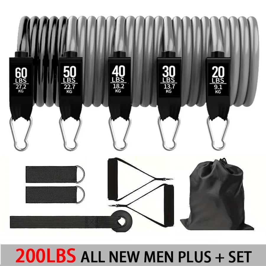 5-Tube Resistance Band Workout Set with Door Anchor & Stick