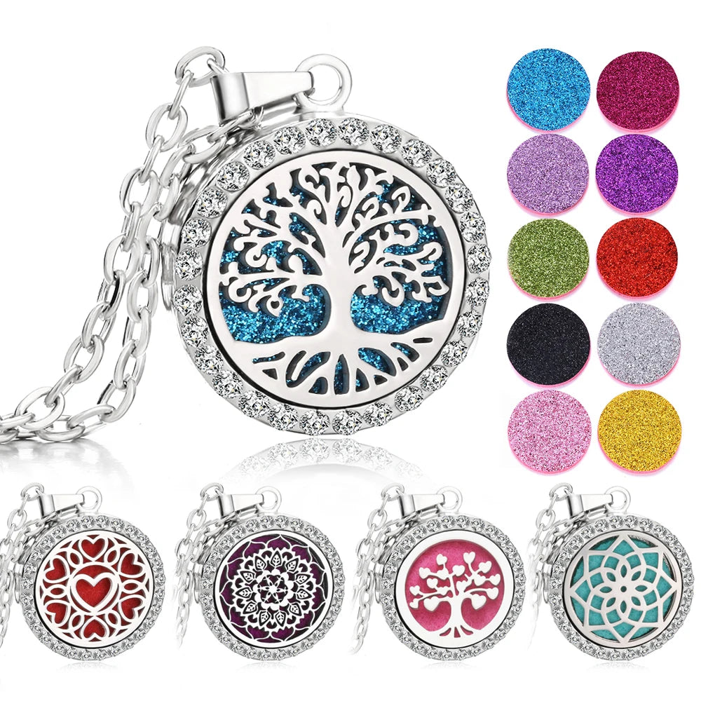 Rhinestone Diffuser Locket Necklace – Essential Oil Aromatherapy Jewellery