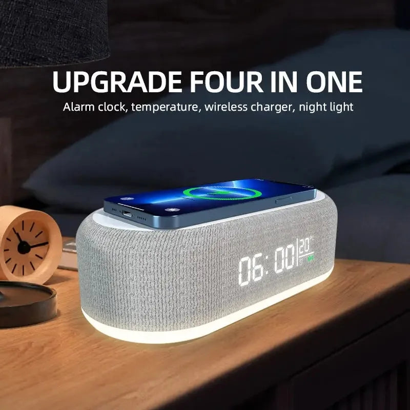 Wireless Charging Alarm Clock Night Light Desk Station