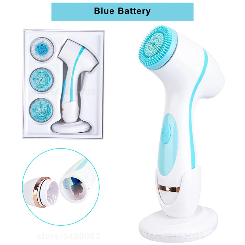 6-in-1 Electric Silicone Facial Cleansing Brush | Deep Pore Care