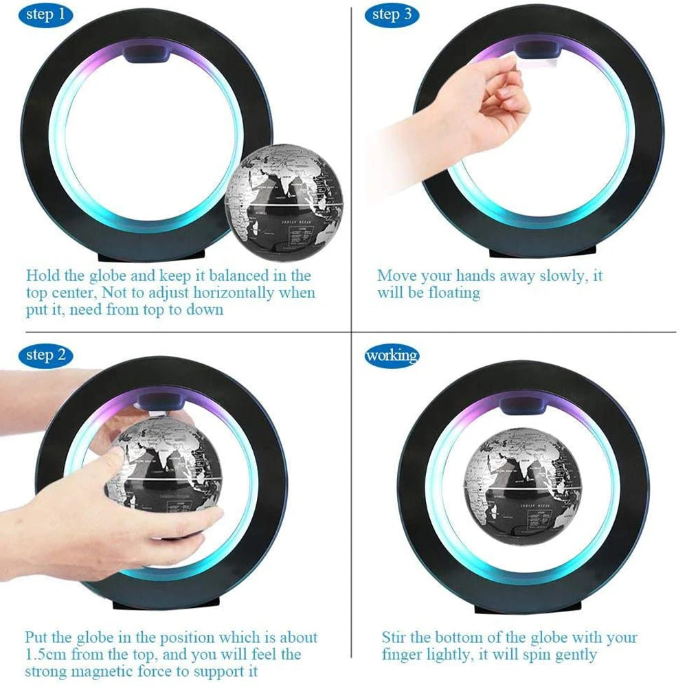 Floating Levitation Globe LED Lamp – Rotating Magnetic World Map