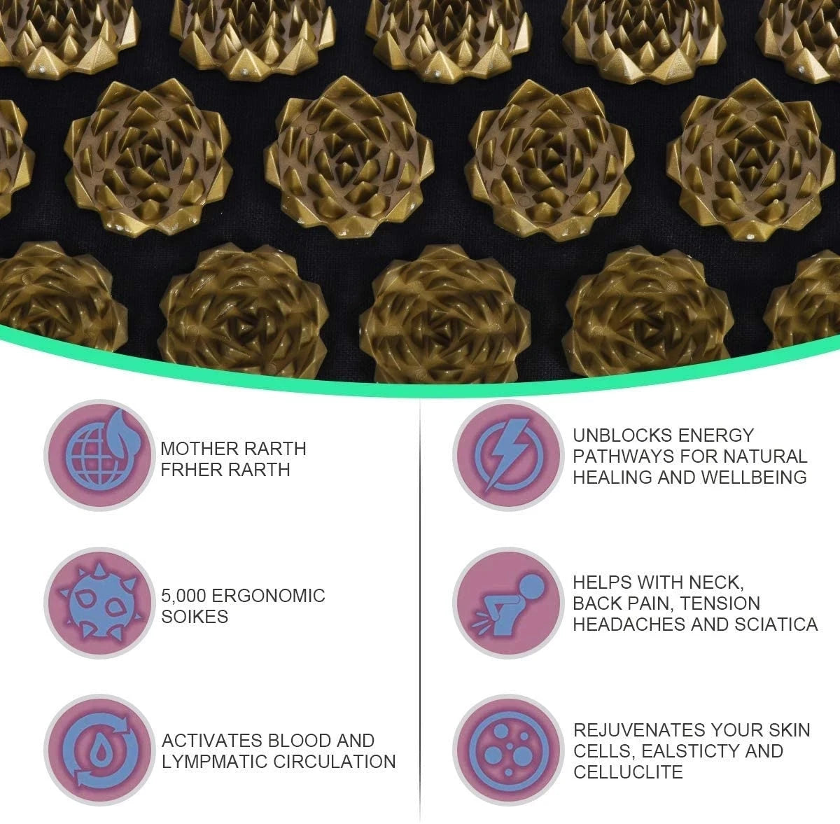 Acupressure Style Yoga Mat with Cushion Spike Design