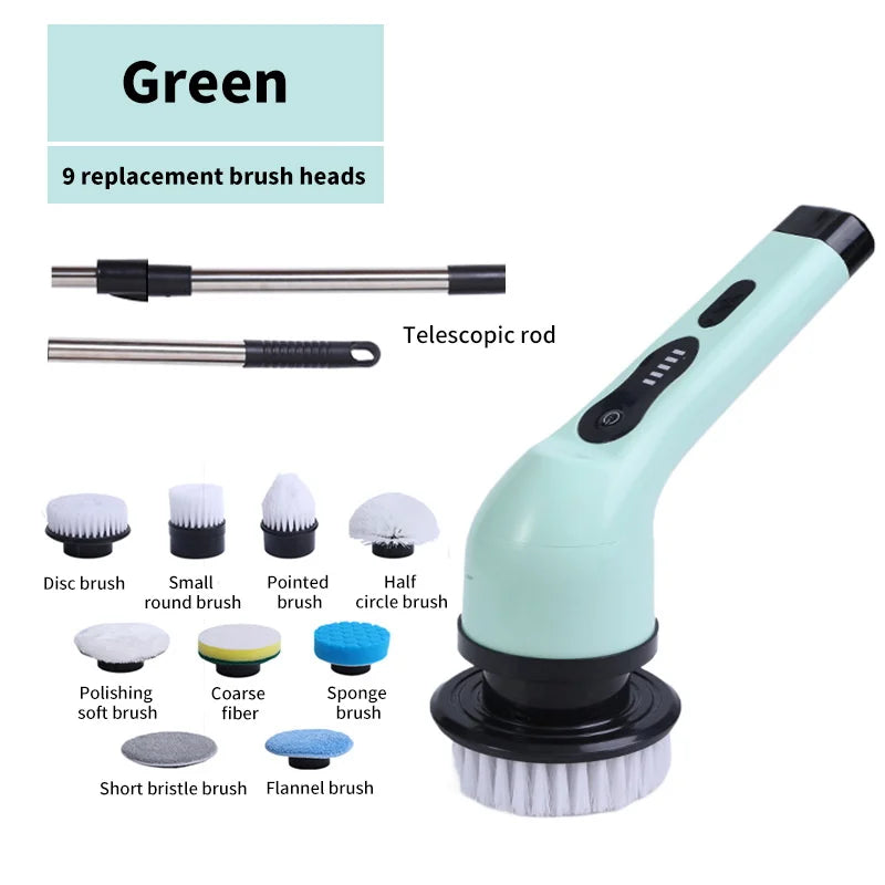 9-in-1 Electric Spin Cleaning Brush Home Scrubber Tool
