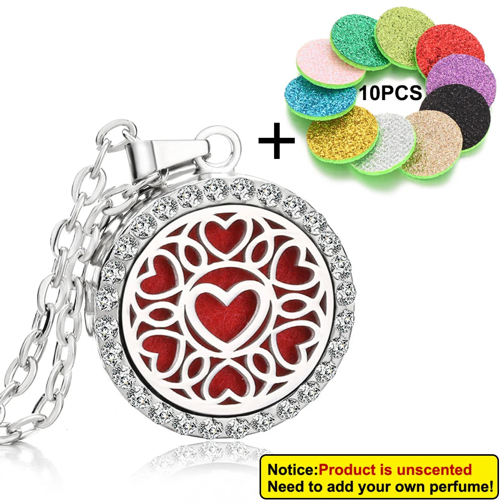 Rhinestone Diffuser Locket Necklace – Essential Oil Aromatherapy Jewellery