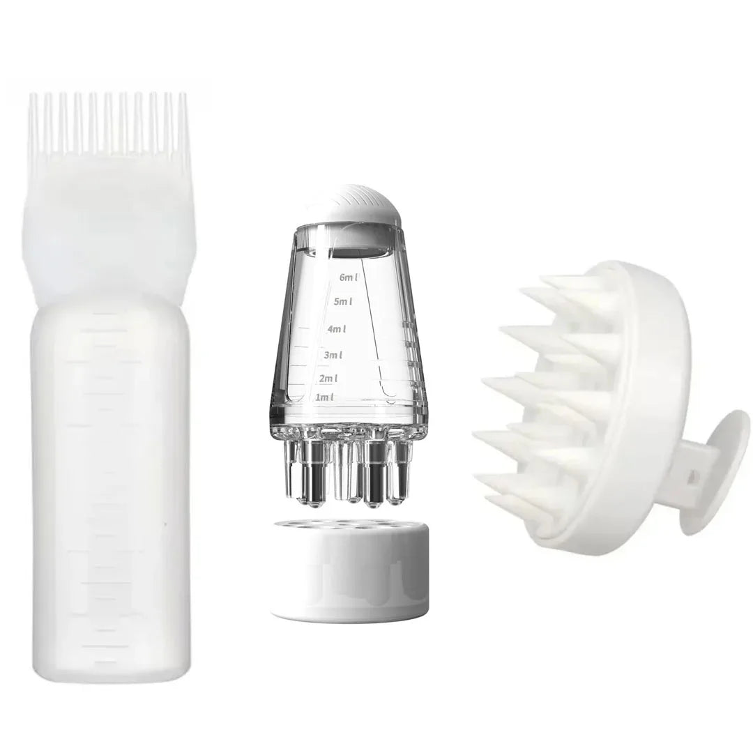 Silicone Scalp Applicator Comb & Shampoo Massage Brush Set