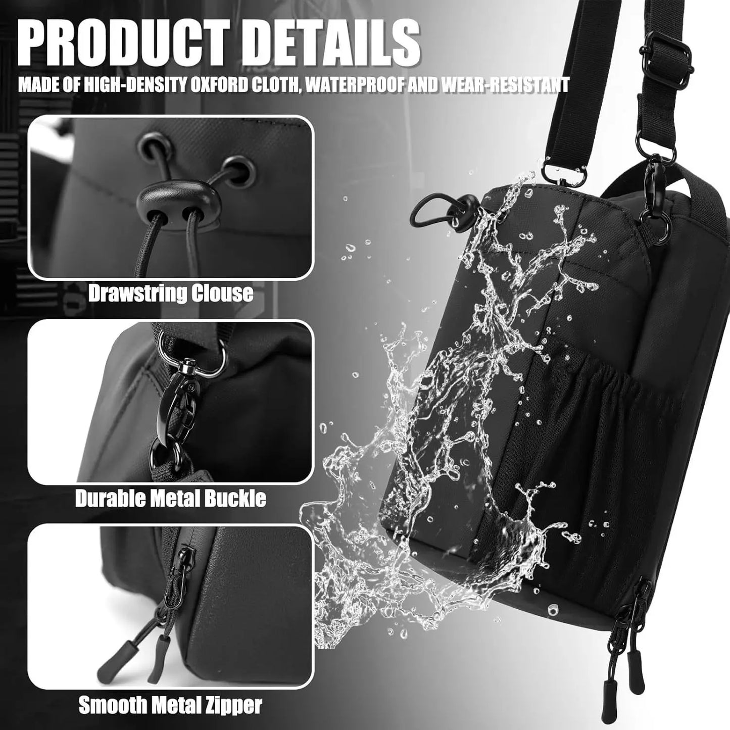 Magnetic Fitness Water Bottle Bag Large Capacity