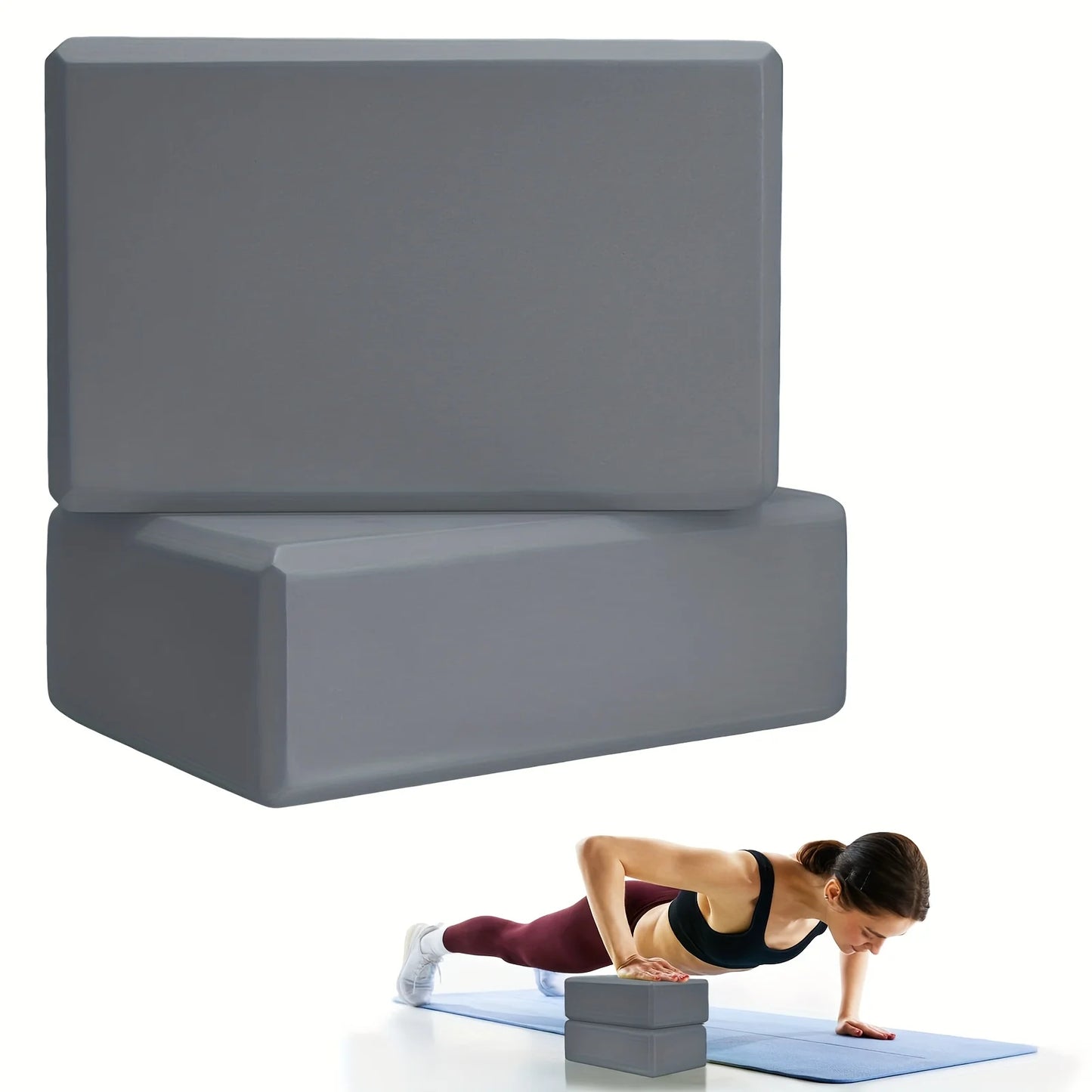Set of 2 High-Density Yoga Blocks for Home & Gym Training