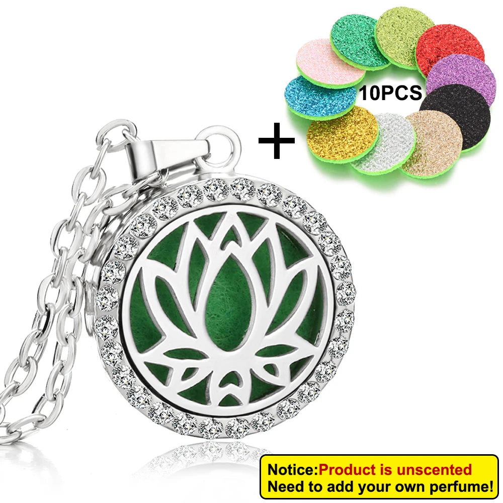 Rhinestone Diffuser Locket Necklace – Essential Oil Aromatherapy Jewellery