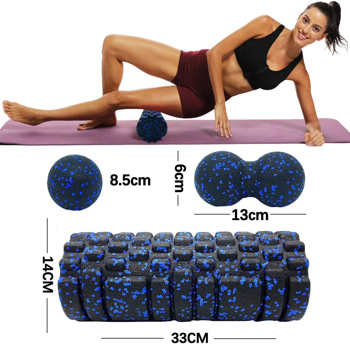 3Pcs EPP Yoga Foam Roller Massage Ball Fitness Set