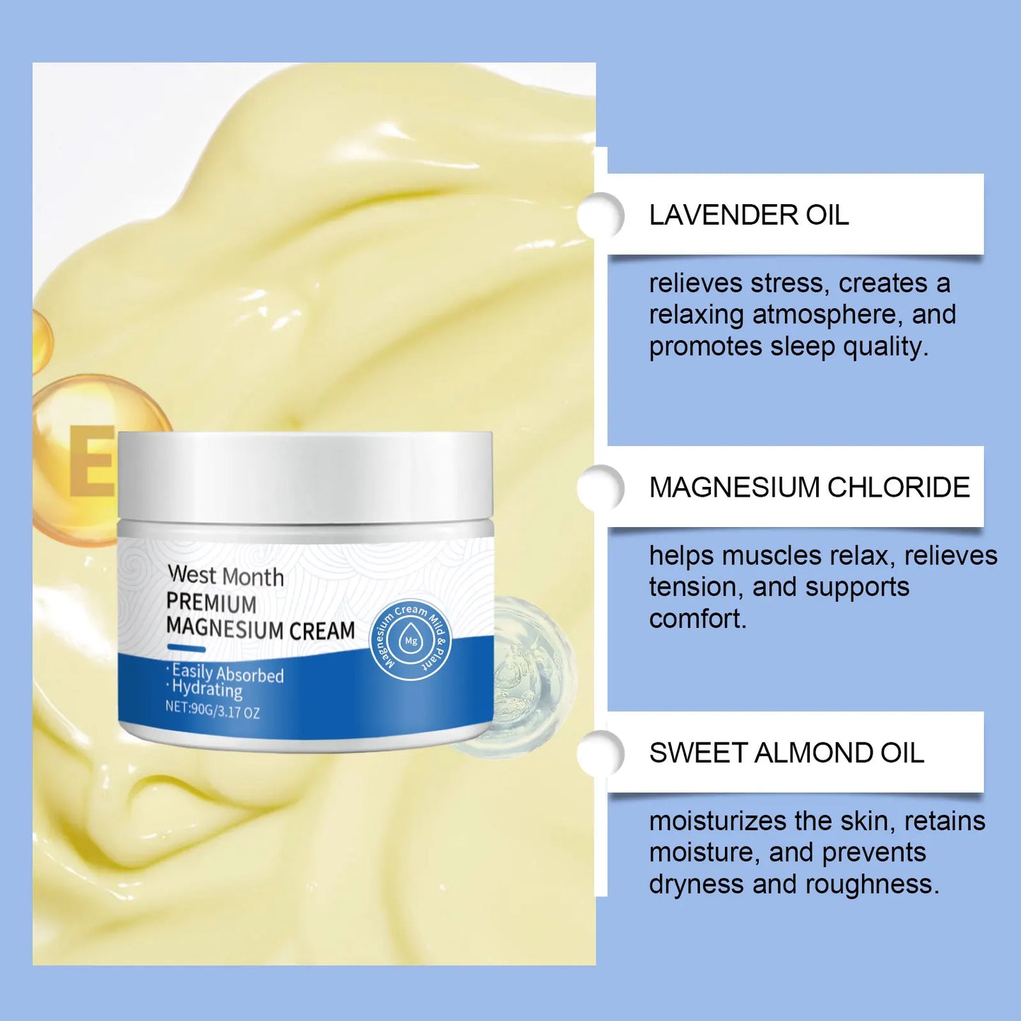 Magnesium Moisturising Body Cream with Lavender Fragrance