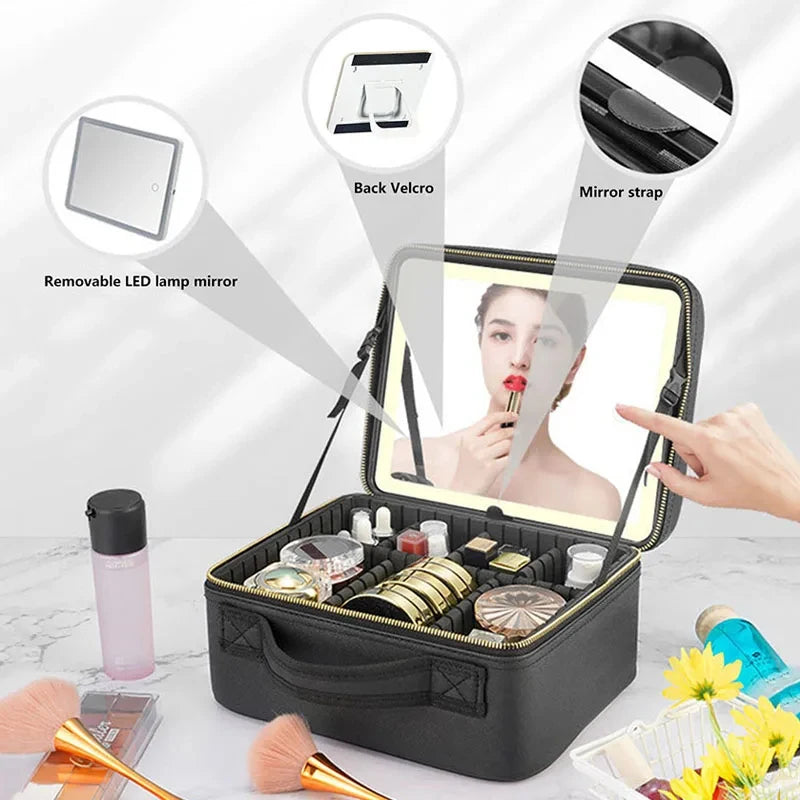 LED Makeup Travel Case with Mirror