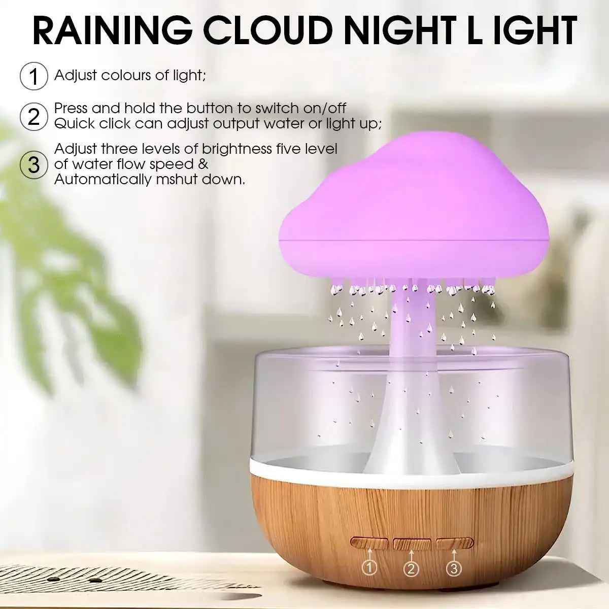 Rain Cloud Humidifier with LED Night Light