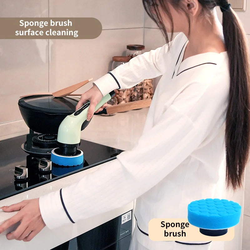 9-in-1 Electric Spin Cleaning Brush Home Scrubber Tool