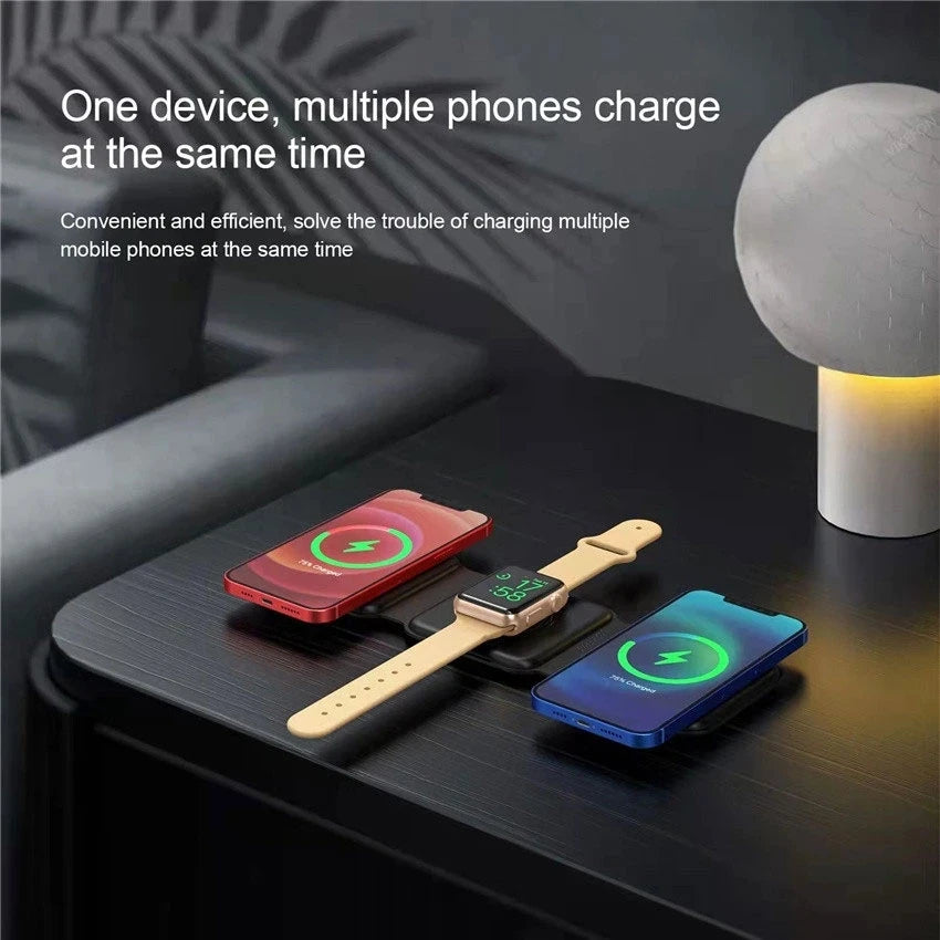 Magnetic 3-in-1 Wireless Charging Dock for Phones & Devices