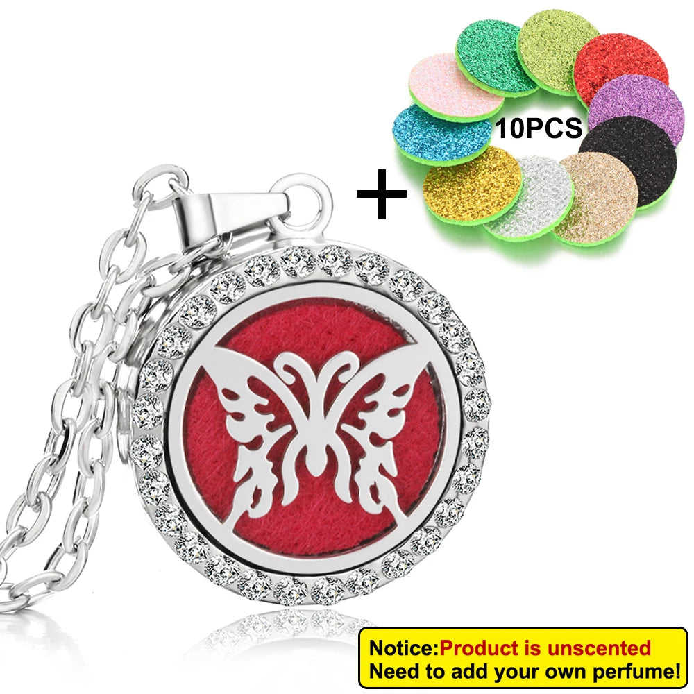 Rhinestone Diffuser Locket Necklace – Essential Oil Aromatherapy Jewellery