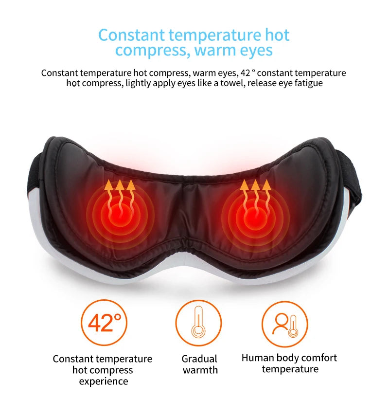 Electric Eye Massager Heat Vibration Bluetooth Device